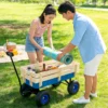 Outdoor Wagon All Terrain Pulling Wood Railing Air Tires Garden Cart - Image 9