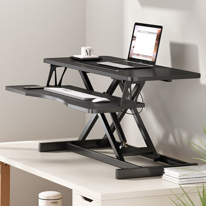 32 Inch Desk Converter, Height Adjustable Sit to Stand Riser, Dual Monitor and Laptop Workstation with Wide Keyboard Tray - Image 2