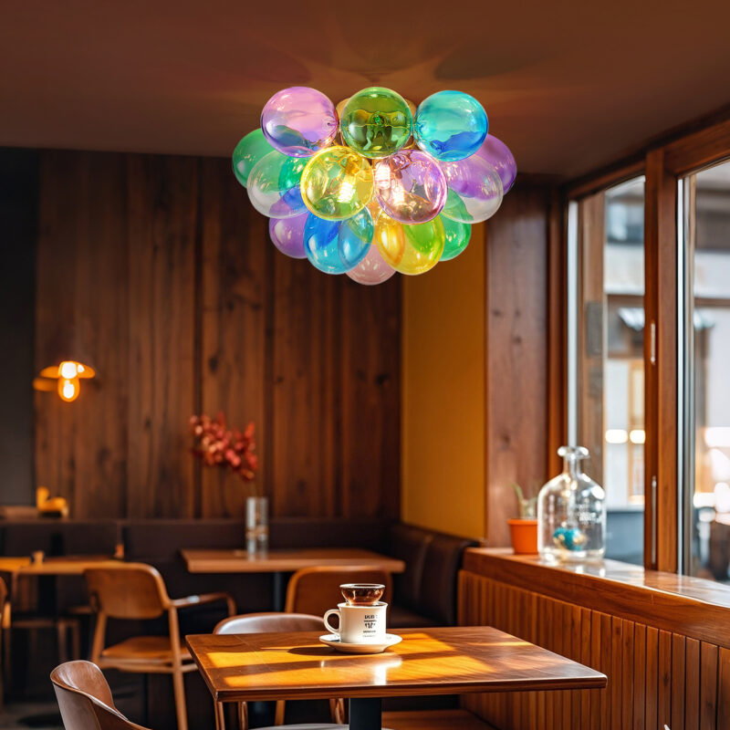 Colorful Glass Bubble Ball Swirled Glass Chandelier 15 Inch 3 Light, Small Pendant Light Fixture for Bedroom Study Restaurant - Image 17