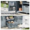 K&K 66.5" Outdoor Kitchen Island for Big Green Egg Grills, Solid Wood Outdoor Grill Cart for Tabletop Grill with Stainless Steel Top, Drawer, Compatible with Large Big Green Egg, Kamado Joe- Grey Blue - Image 11