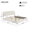 King Boucle Platform Bed with Curved Headboard in Beige - Image 9