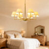 6-Light Rope + Fabric shade Chandelier,Gold Chandelier,Chandelier Romantic Golden,Adjustable Pendant Lights Living Room Dining Room Decoration Lamp Custom Hotel Project Lighting - Gold- - Image 3
