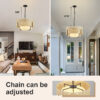 19.7'' Farmhouse Boho Chandelier,4-Light Hand Woven Rattan Pendant Light with Fabric Shade Rustic Drum Chandelier for Dining Room Kitchen Bedroom Foyer Entryway Living Room - Image 4