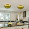 11.8 inch Kitchen Ceiling Light, 3-Light Semi Flush Mount Ceiling Lamp with Flower Glass, Vintage Close to Ceiling Light Fixtures for Bathroom Bedroom Hallway Entryway, Green - Image 3