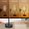 Touch Table Lamp For Bedroom with Bulb, Boho Small Desk Lamp For Living Room With Rattan & Linen Shade, 3 Way Dimmable Bedside Table Lamp For Nightstand With USB Charging Port & Phone Stand For Office - Image 5