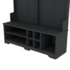 Modern Hallway Hall Tree with Metal Hooks and Storage Space, Multi-Functional Entryway Coat Rack with Shoe Cubbies, Black - Image 7