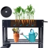 Products Elevated Mobile Raised Ergonomic Metal Planter Garden Bed for Backyard, Patio w/Wheels, Lower Shelf, black - Image 14