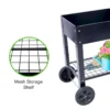 Products Elevated Mobile Raised Ergonomic Metal Planter Garden Bed for Backyard, Patio w/Wheels, Lower Shelf, black - Image 15