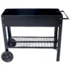 Products Elevated Mobile Raised Ergonomic Metal Planter Garden Bed for Backyard, Patio w/Wheels, Lower Shelf, black - Image 4
