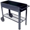 Products Elevated Mobile Raised Ergonomic Metal Planter Garden Bed for Backyard, Patio w/Wheels, Lower Shelf, black - Image 7