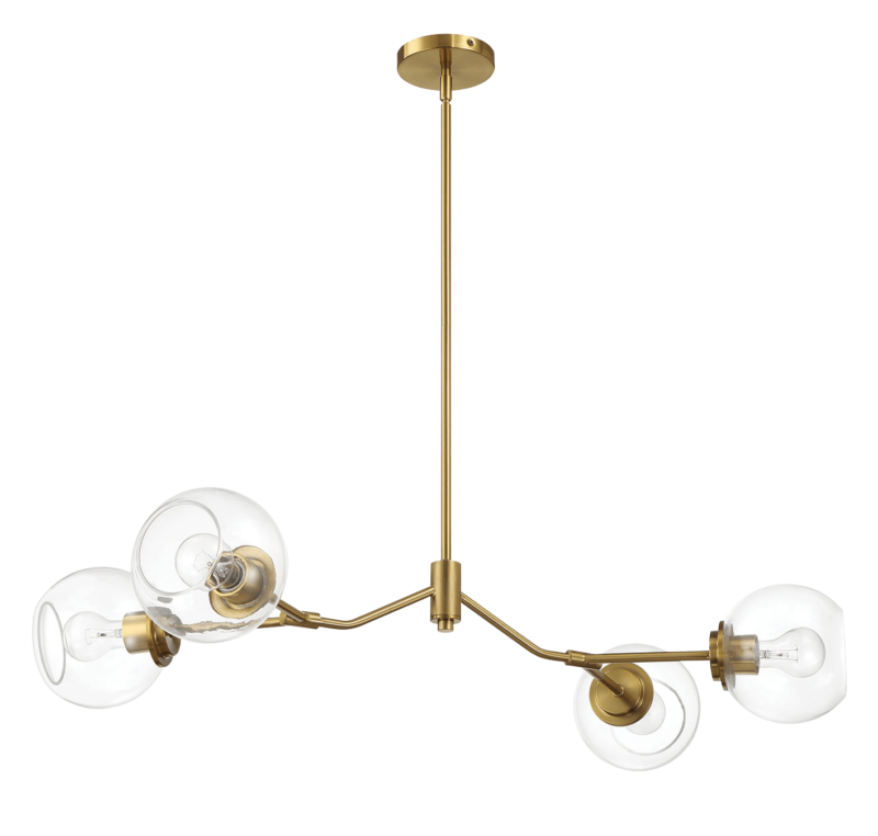 Jewel Four Lights Modern Farmhouse Chandelier Ceiling Hanging Light Fixture For Kitchen Island Dining Room 36"L × 20"W × 7.25"H with Clear Glass - Image 4