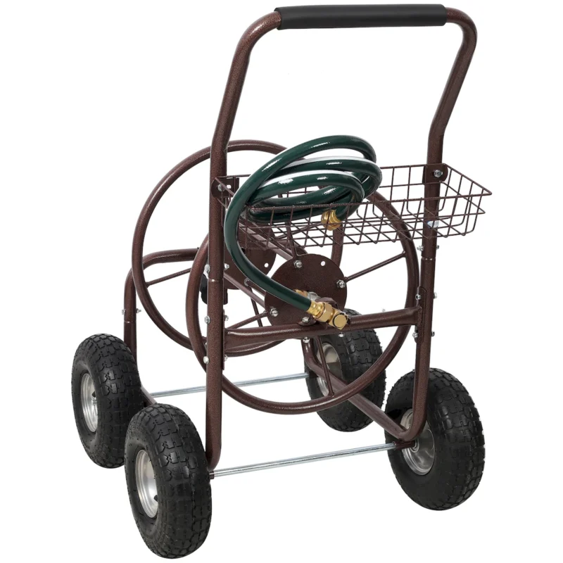 Expressions Metal Hose Reel Cart with Wheels - Heavy Duty Hose Caddie - 250 Ft Hose Capacity - Image 2
