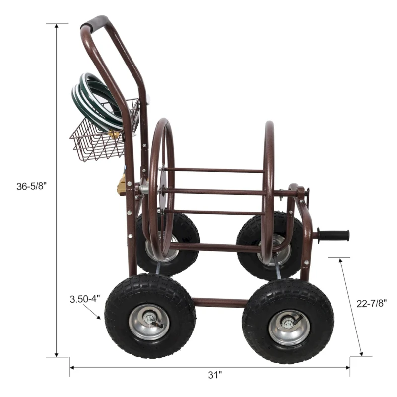 Expressions Metal Hose Reel Cart with Wheels - Heavy Duty Hose Caddie - 250 Ft Hose Capacity - Image 10