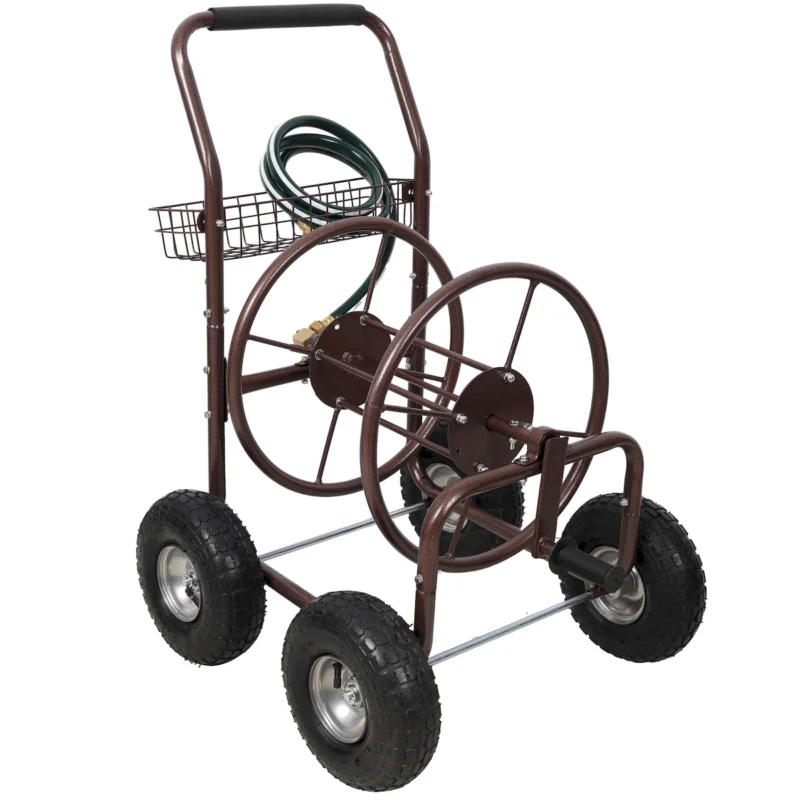 Expressions Metal Hose Reel Cart with Wheels - Heavy Duty Hose Caddie - 250 Ft Hose Capacity - Image 13