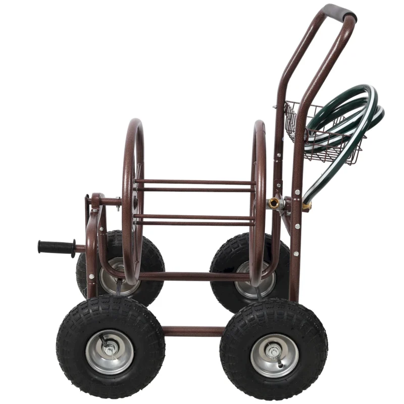 Expressions Metal Hose Reel Cart with Wheels - Heavy Duty Hose Caddie - 250 Ft Hose Capacity - Image 3