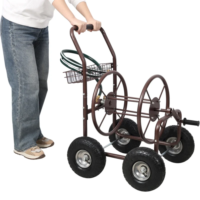 Expressions Metal Hose Reel Cart with Wheels - Heavy Duty Hose Caddie - 250 Ft Hose Capacity - Image 5