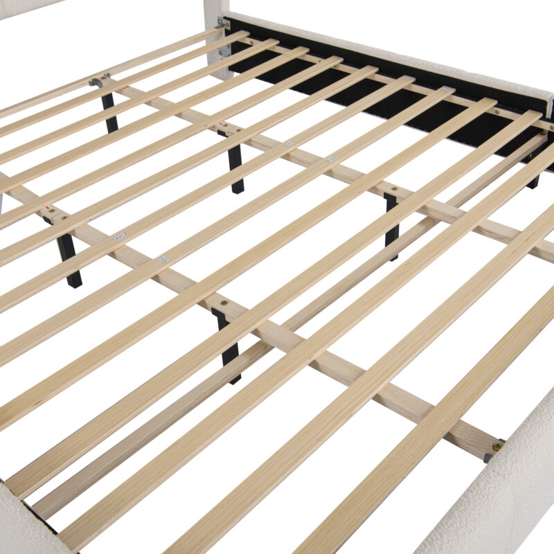 King Boucle Platform Bed with Curved Headboard in Beige - Image 6