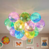 Colorful Glass Bubble Ball Swirled Glass Chandelier 15 Inch 3 Light, Small Pendant Light Fixture for Bedroom Study Restaurant - Image 9