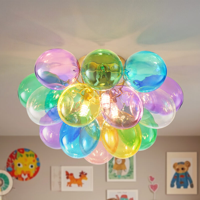 Colorful Glass Bubble Ball Swirled Glass Chandelier 15 Inch 3 Light, Small Pendant Light Fixture for Bedroom Study Restaurant - Image 9