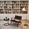Majestic Brass Ring Base Curved Floor Lamp with Triangle White Drum Shade - Image 6