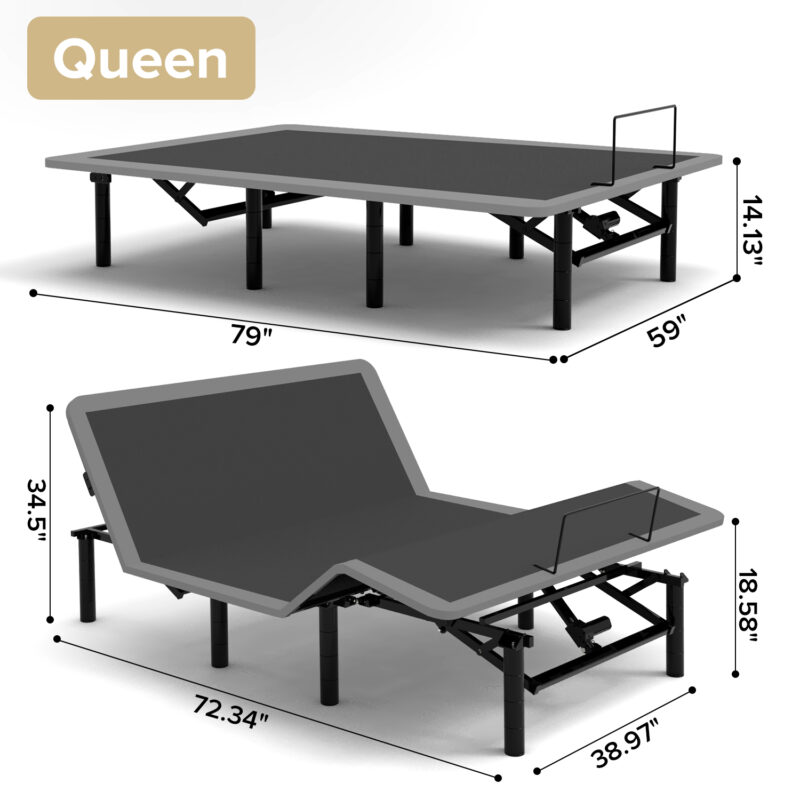 Queen Adjustable Bed Frame with Massage and USB Ports - Image 4