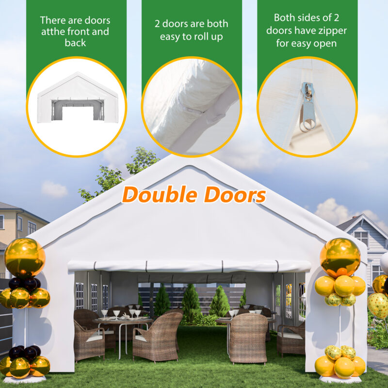 20x32 FT Party Tent with 3 Storage Bags & Removable Sidewalls, Outdoor Canopy Gazebo for Carport Camping Garden Wedding BBQ Commercial - Image 5