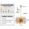 29" Mid-Century Modern 12-Light Starburst Chandelier – Gold Sputnik Pendant Light Fixture for Living Room, Dining Room, or Foyer (Bulb Not Included) - Image 4