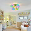 Colorful Glass Bubble Ball Swirled Glass Chandelier 15 Inch 3 Light, Small Pendant Light Fixture for Bedroom Study Restaurant - Image 13