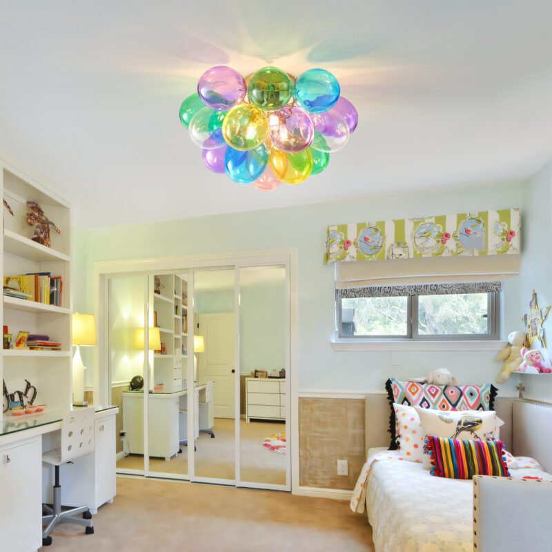 Colorful Glass Bubble Ball Swirled Glass Chandelier 15 Inch 3 Light, Small Pendant Light Fixture for Bedroom Study Restaurant - Image 13