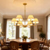 6-Light Rope + Fabric shade Chandelier,Gold Chandelier,Chandelier Romantic Golden,Adjustable Pendant Lights Living Room Dining Room Decoration Lamp Custom Hotel Project Lighting - Gold- - Image 2