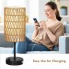 Touch Table Lamp For Bedroom with Bulb, Boho Small Desk Lamp For Living Room With Rattan & Linen Shade, 3 Way Dimmable Bedside Table Lamp For Nightstand With USB Charging Port & Phone Stand For Office - Image 4