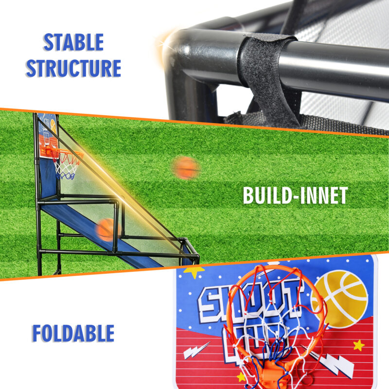 Kids Single Shot Basketball Arcade Game, Indoor Basketball Hoop with 2 Balls & Pump, Foldable Stand for Toddlers & Children - Image 3