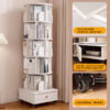 (UPGRADED) Rotating Bookshelf, 360 Display Corner Bookshelf for Small Space, 6 Tier Bookcase Storage Rack with Wheels, Wood Narrow Organizer for Bedroom, Living Room, Study Room, Walnut Brown - Image 5