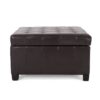 Upholstered Tufted PU Leather Storage Ottoman, Dark Brown - Image 4