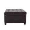 Upholstered Tufted PU Leather Storage Ottoman, Dark Brown - Image 8