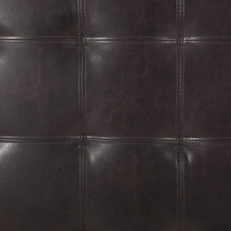 Upholstered Tufted PU Leather Storage Ottoman, Dark Brown - Image 7