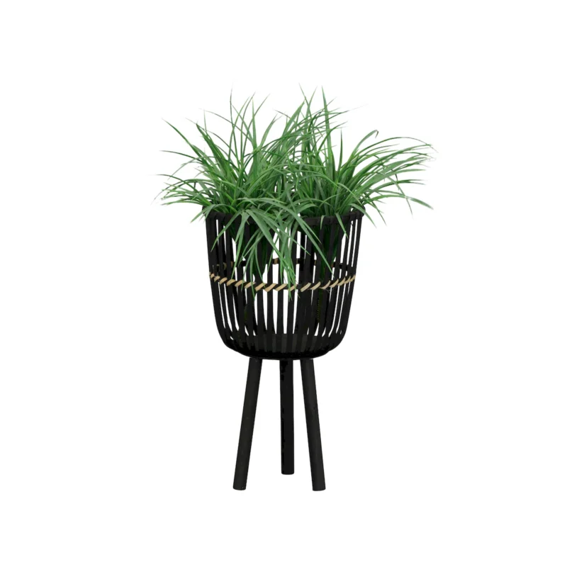 S/3 BAMBOO FOOTED PLANTERS 11/13/15", BLACK - Image 5