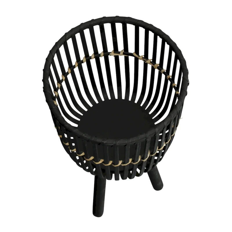 S/3 BAMBOO FOOTED PLANTERS 11/13/15", BLACK - Image 6