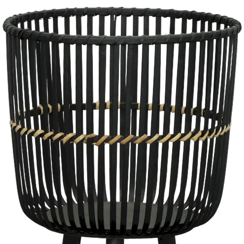 S/3 BAMBOO FOOTED PLANTERS 11/13/15", BLACK - Image 8
