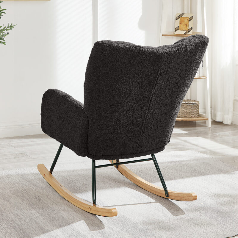 Glider Chair for Living Room Tufted Upholstered Teddy Fabric Rocking Chair with Metal Frame Accent Chair - Image 16