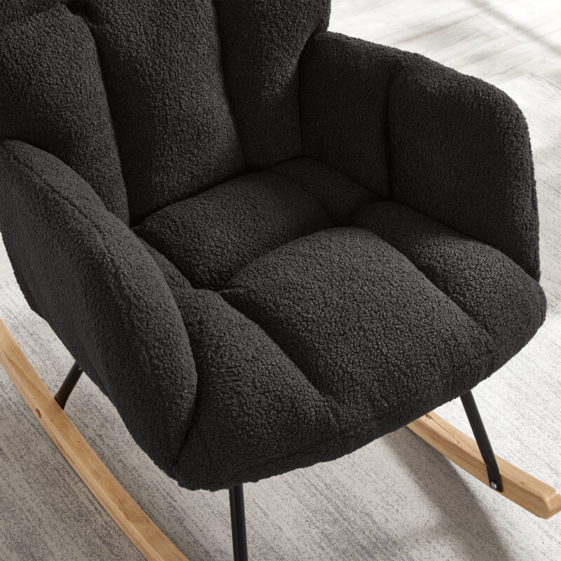 Glider Chair for Living Room Tufted Upholstered Teddy Fabric Rocking Chair with Metal Frame Accent Chair - Image 19