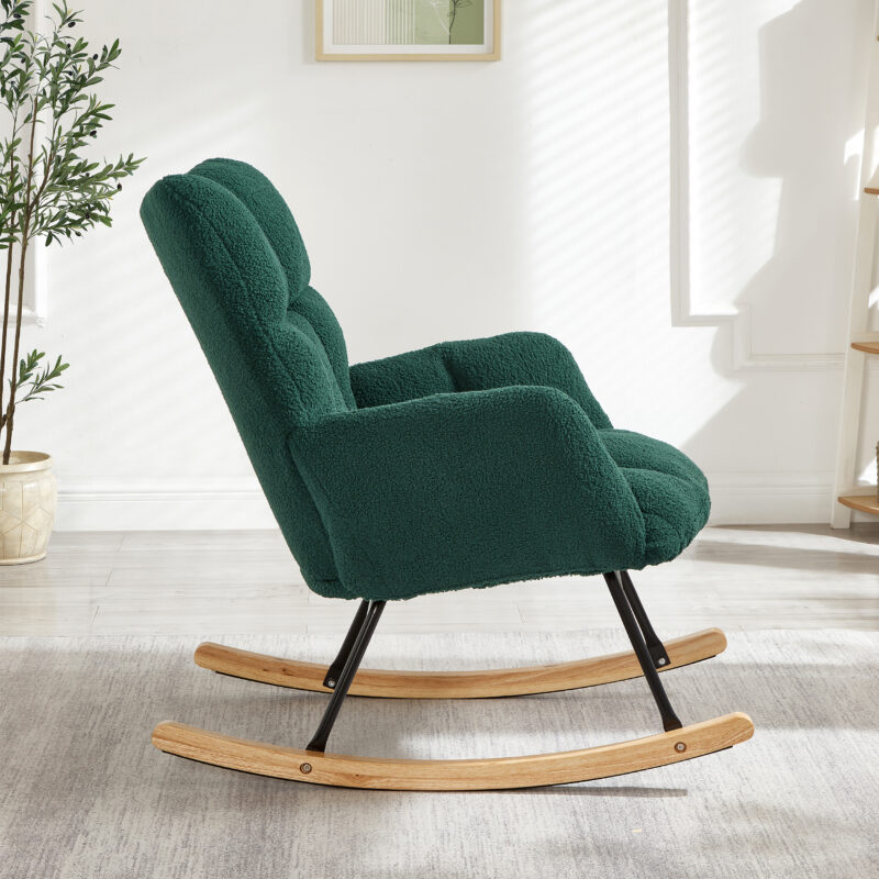Glider Chair for Living Room Tufted Upholstered Teddy Fabric Rocking Chair with Metal Frame Accent Chair - Image 22