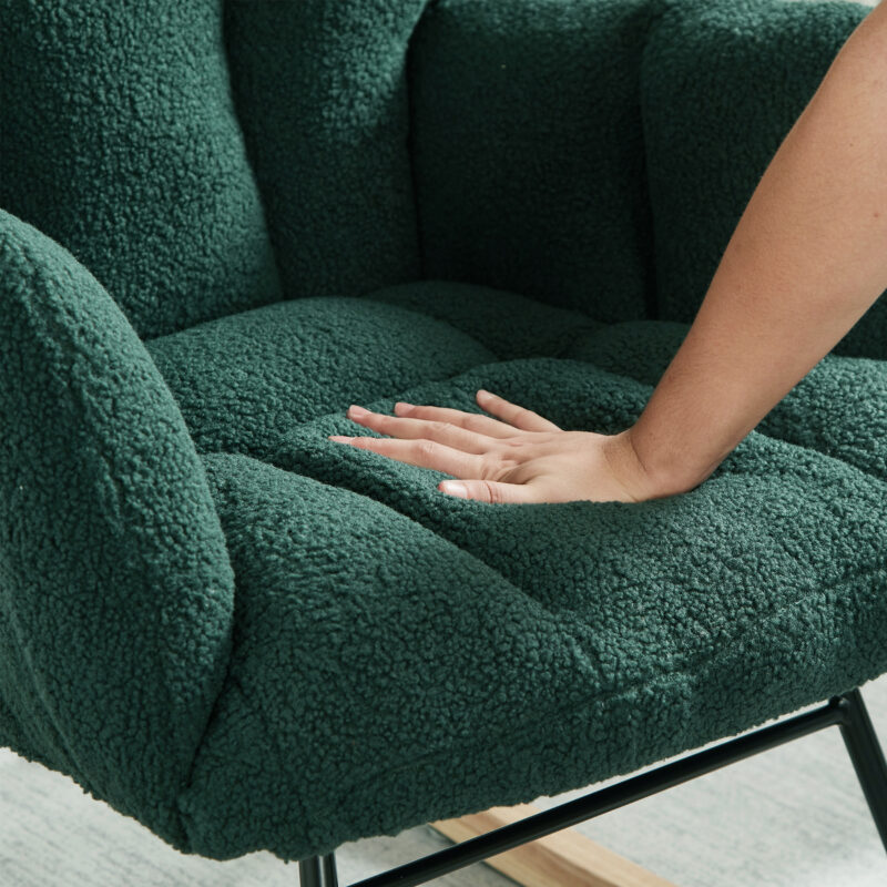 Glider Chair for Living Room Tufted Upholstered Teddy Fabric Rocking Chair with Metal Frame Accent Chair - Image 21