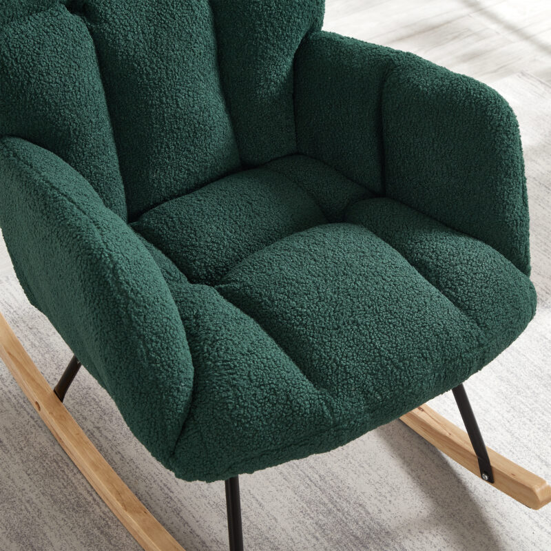 Glider Chair for Living Room Tufted Upholstered Teddy Fabric Rocking Chair with Metal Frame Accent Chair - Image 20