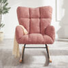 Glider Chair for Living Room Tufted Upholstered Teddy Fabric Rocking Chair with Metal Frame Accent Chair - Image 9