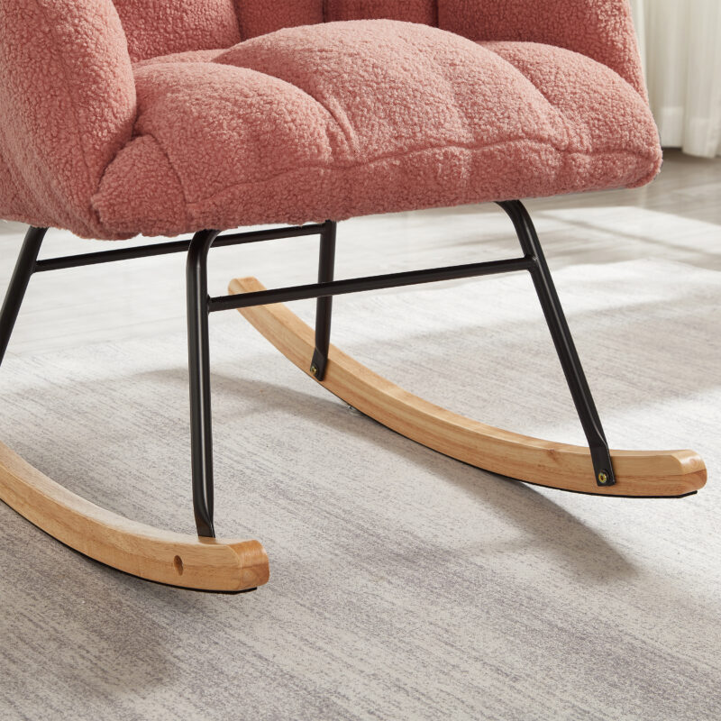 Glider Chair for Living Room Tufted Upholstered Teddy Fabric Rocking Chair with Metal Frame Accent Chair - Image 12