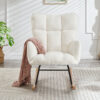 Glider Chair for Living Room Tufted Upholstered Teddy Fabric Rocking Chair with Metal Frame Accent Chair - Image 2