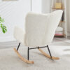 Glider Chair for Living Room Tufted Upholstered Teddy Fabric Rocking Chair with Metal Frame Accent Chair - Image 3