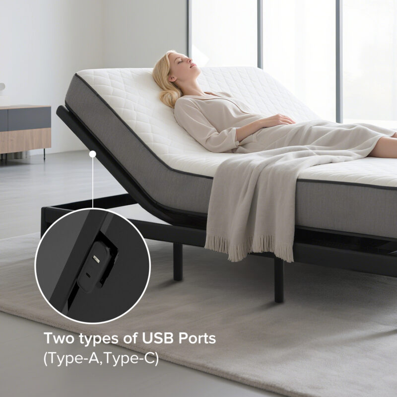 Queen Adjustable Bed Frame with Massage and USB Ports - Image 8