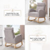 015B-Teddy Fabric Leisure Rocking Chair,Nursery Rocking Chair With Adjustable Footstool,Thickened Headrest And High Backrest, Storage Pocket On The Right Side,The Base Rocker Is Solid Wood - Image 18